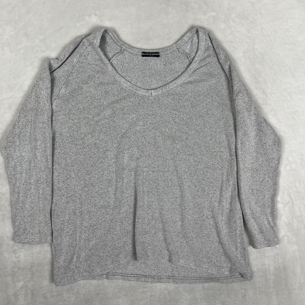 Brandy Melville Sweater Womens One Size Gray Crew Neck Pullover Lightweight